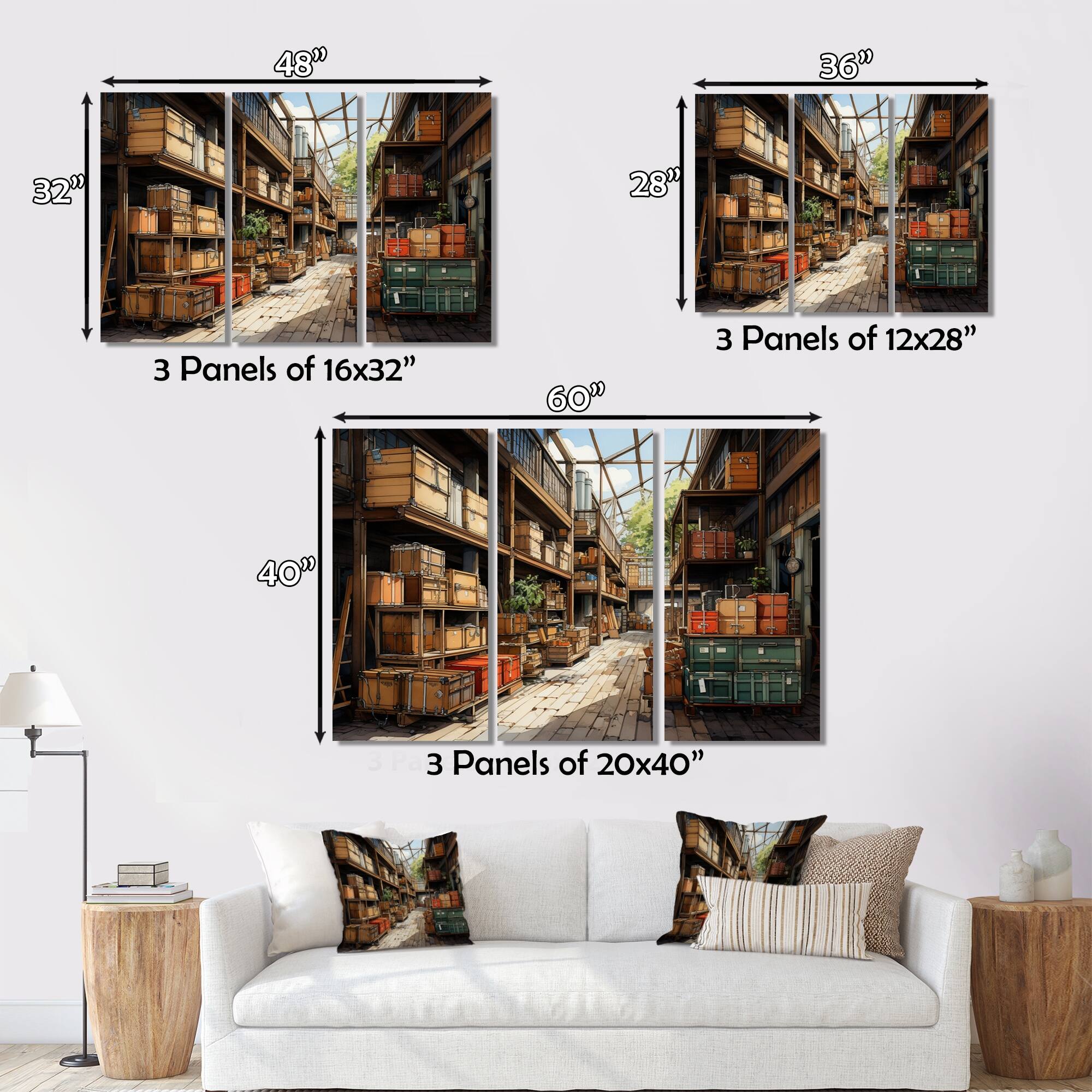 Designart "Warehouses Hidden Treasures II" Warehouses Canvas Wall Art